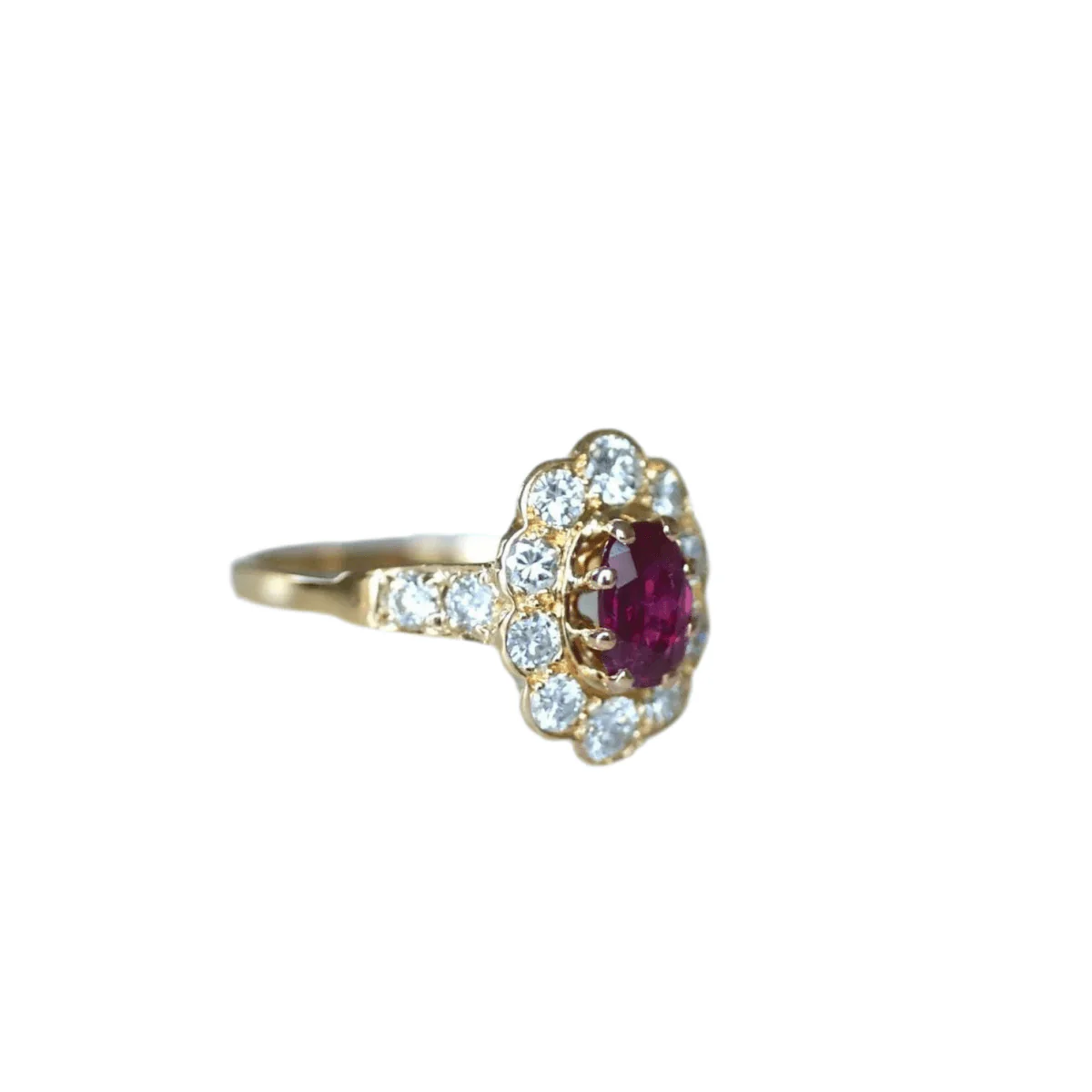 Ring Marguerite en yellow gold, ruby and diamonds - Image 5