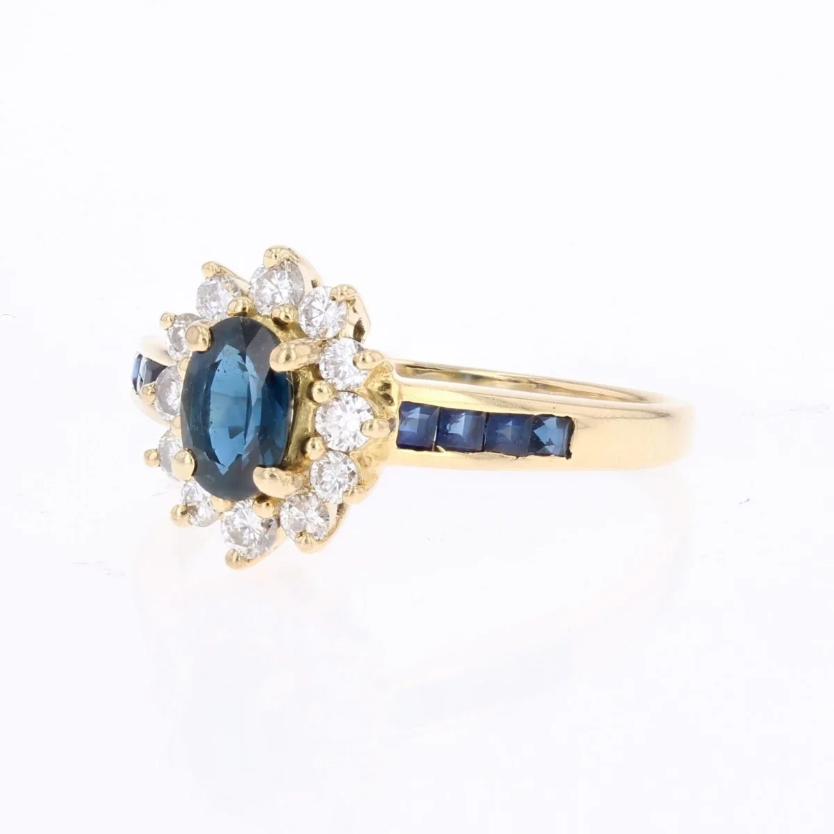 Ring daisy in yellow gold, sapphires and diamonds - Image 6