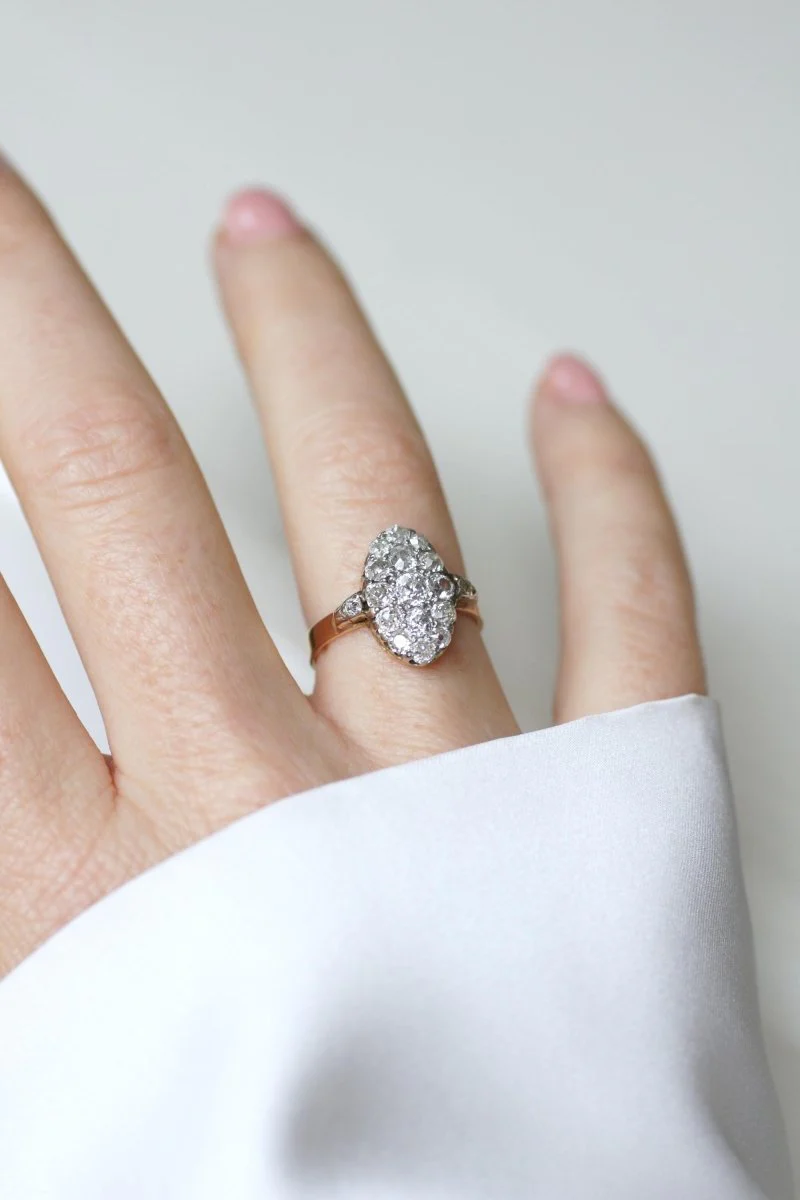 Ring Marquise in rose gold and diamonds - Image 3