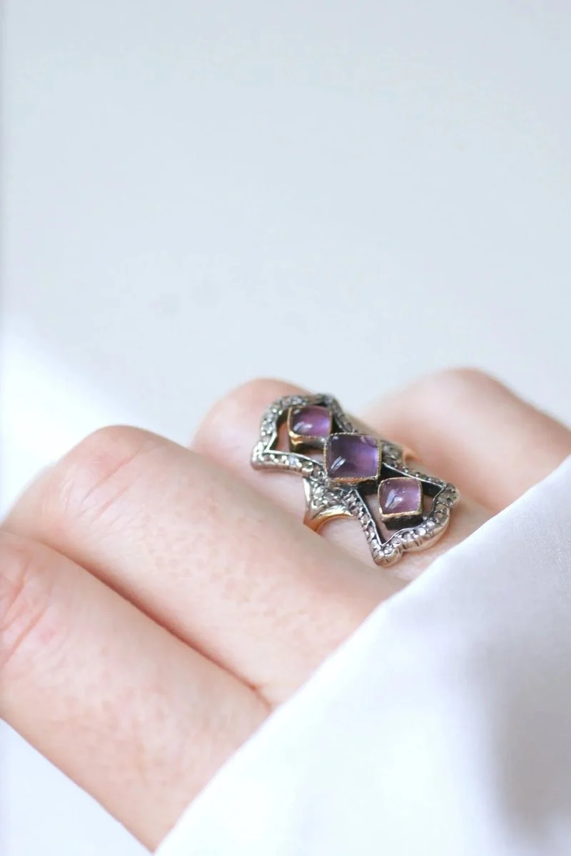 Amethyst and diamond marquise ring - Image 2