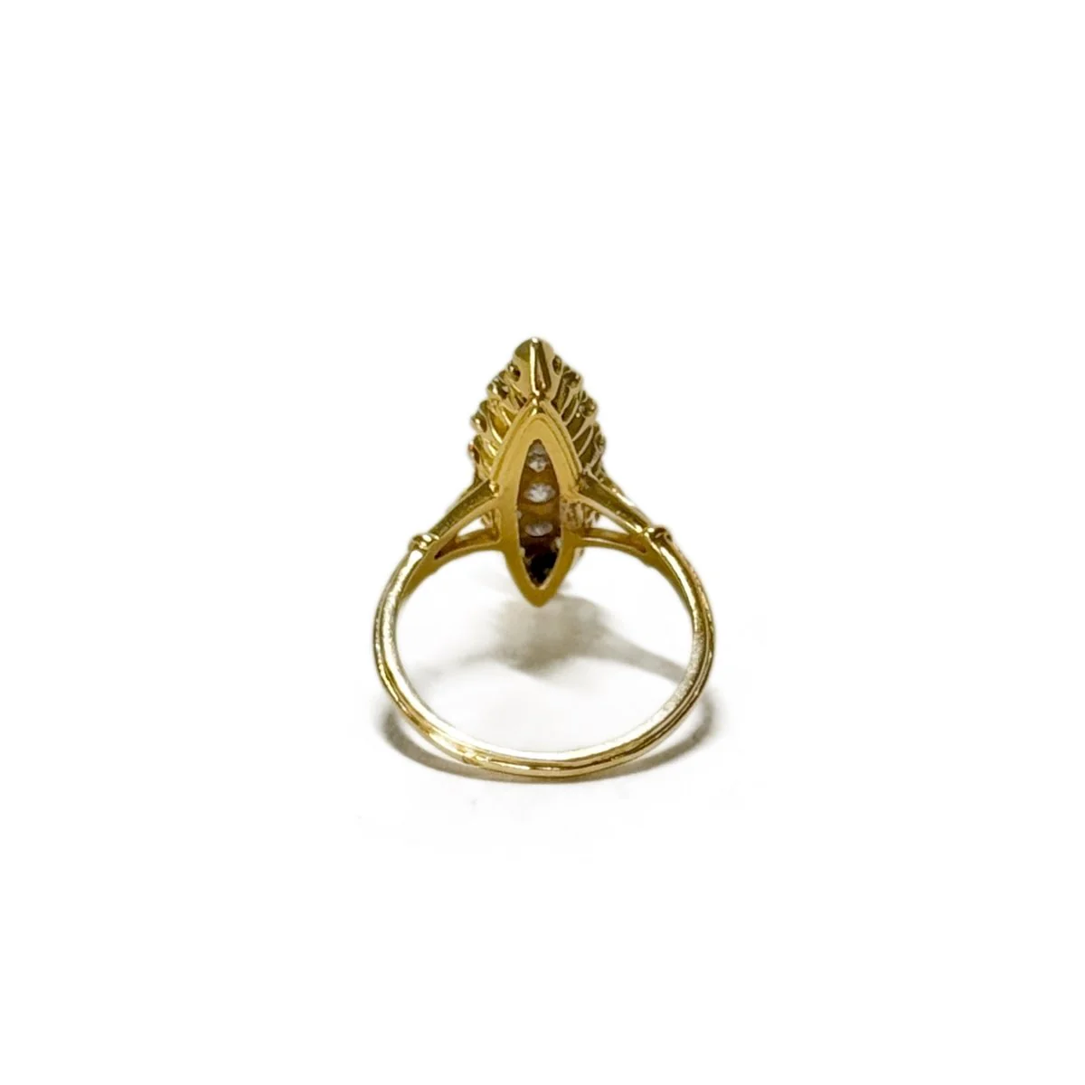 Bague marquise en or jaune et diamants - Image 5