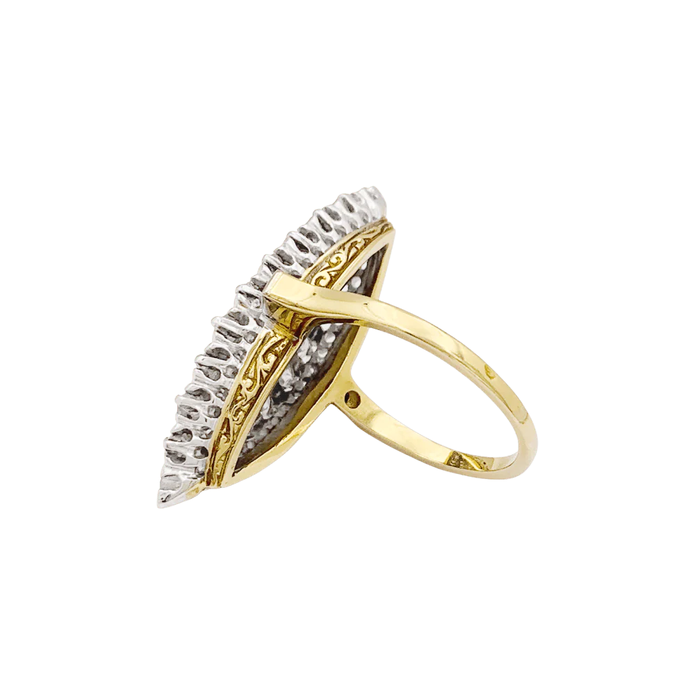 Ring marquise, two golds, diamonds. - Image 3