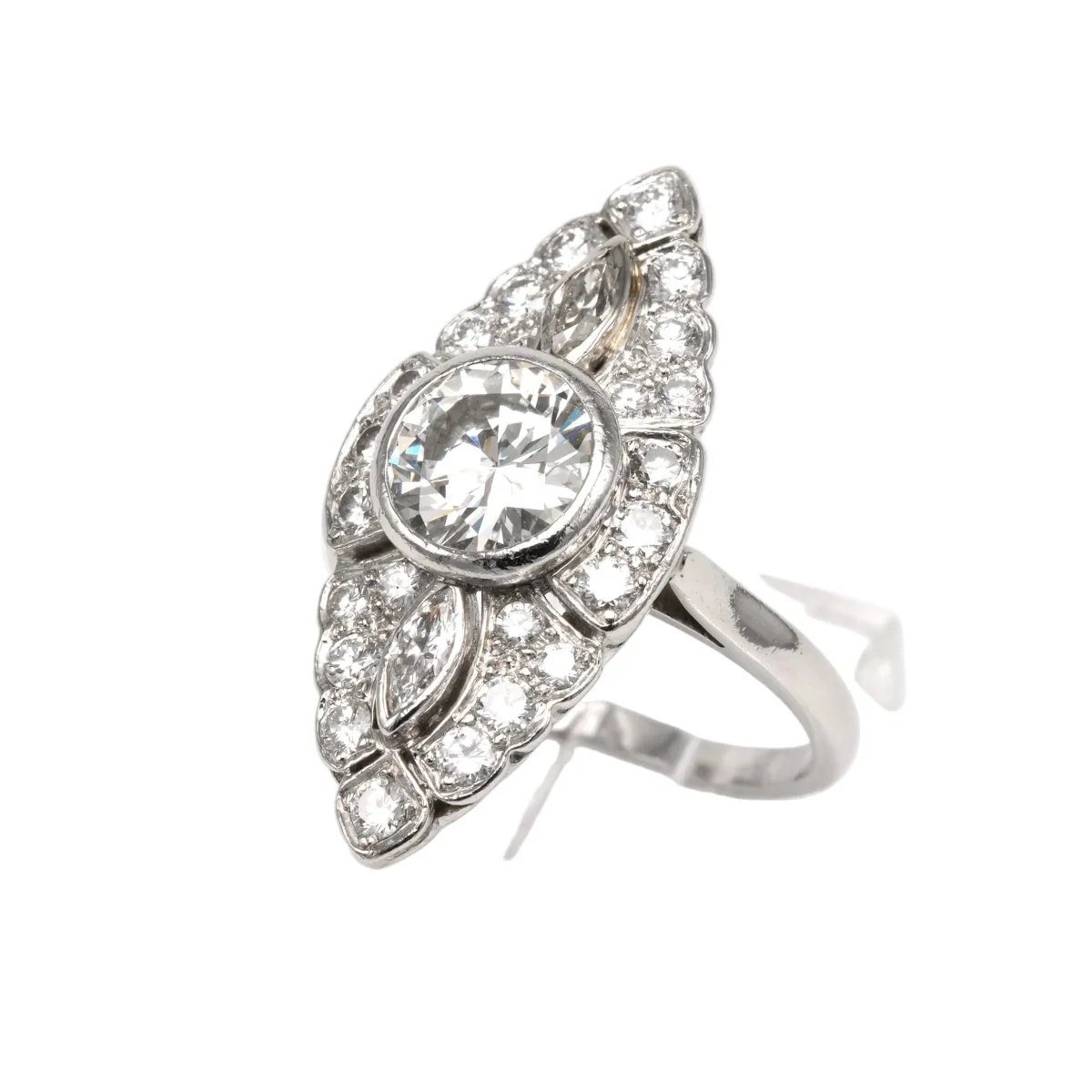 Marquise Ring in White gold and Diamonds - Image 2