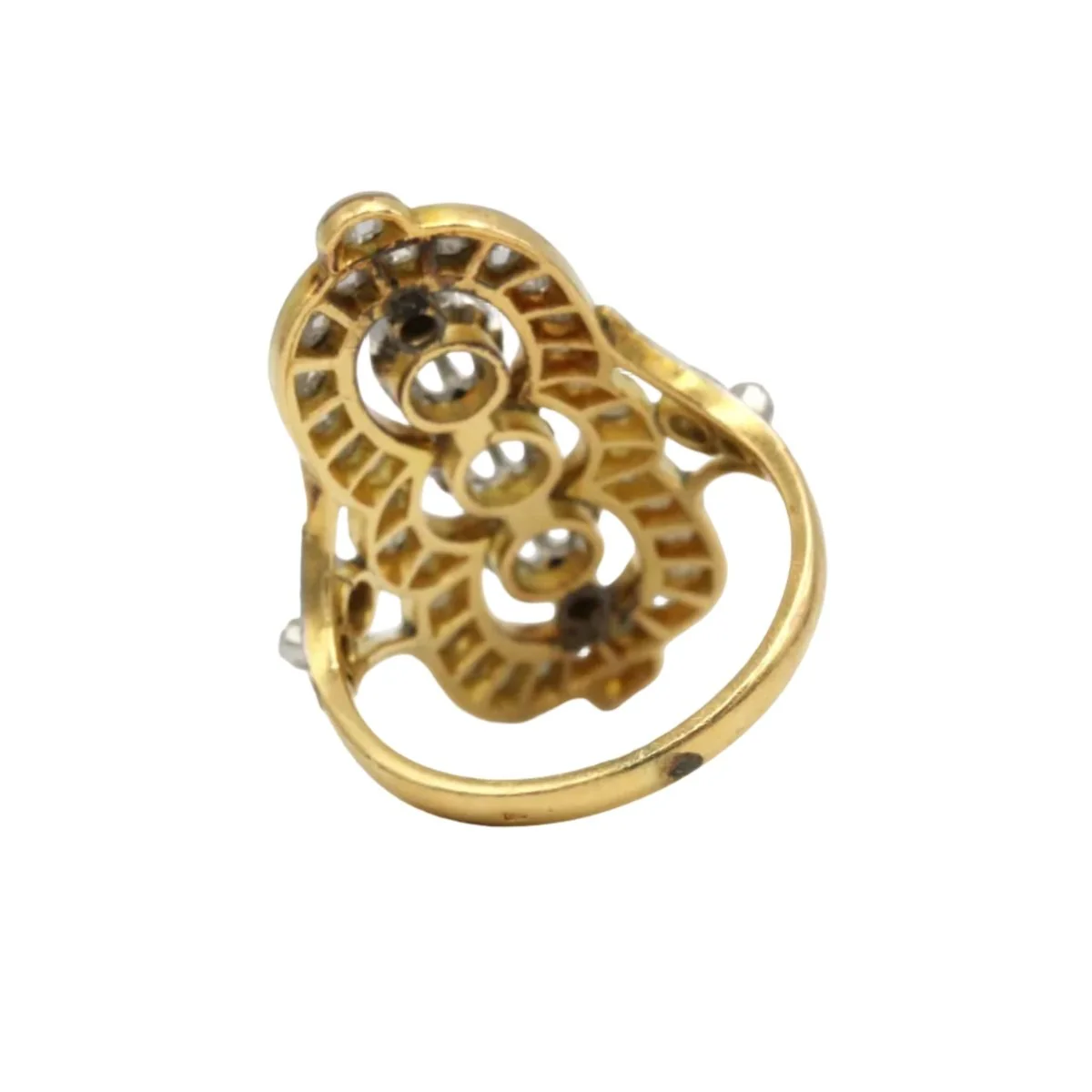 Marquise Ring in Yellow gold, Platinum, and Diamonds - Image 5