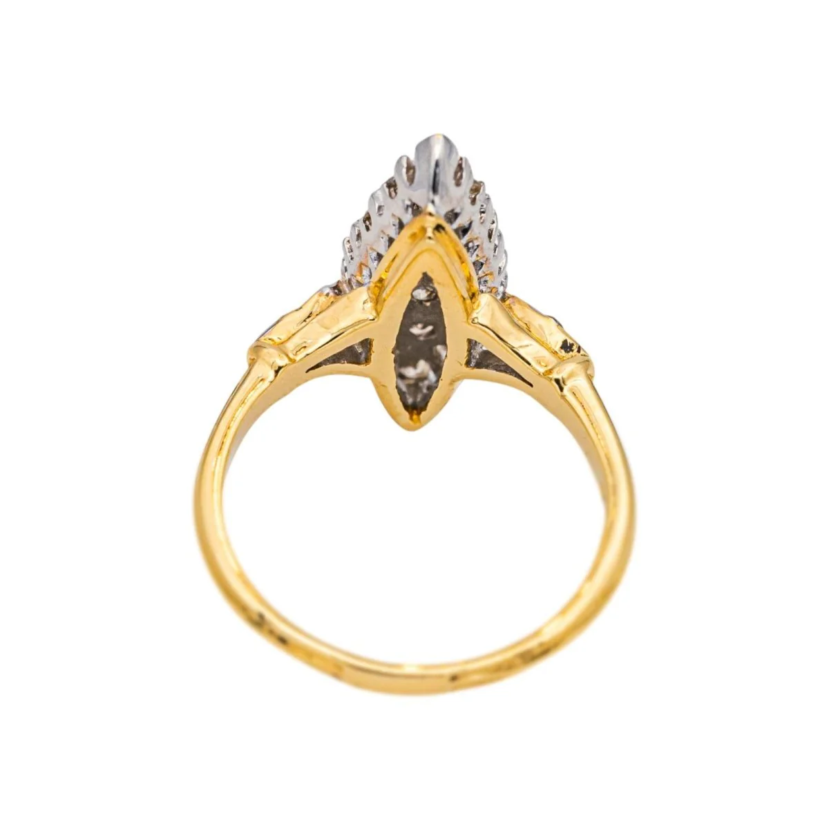 Marquise ring in yellow gold, white gold and diamonds - Image 5