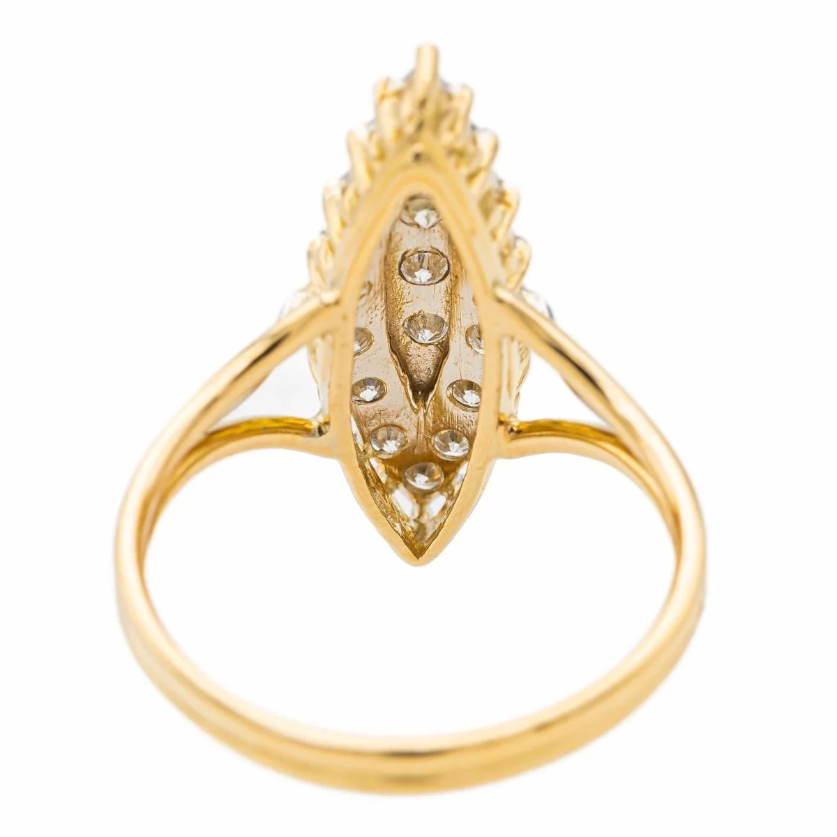 Marquise ring in yellow gold and diamonds - Image 4