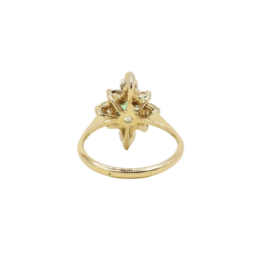 Ring marquise yellow gold emerald oval diamonds - Image 4