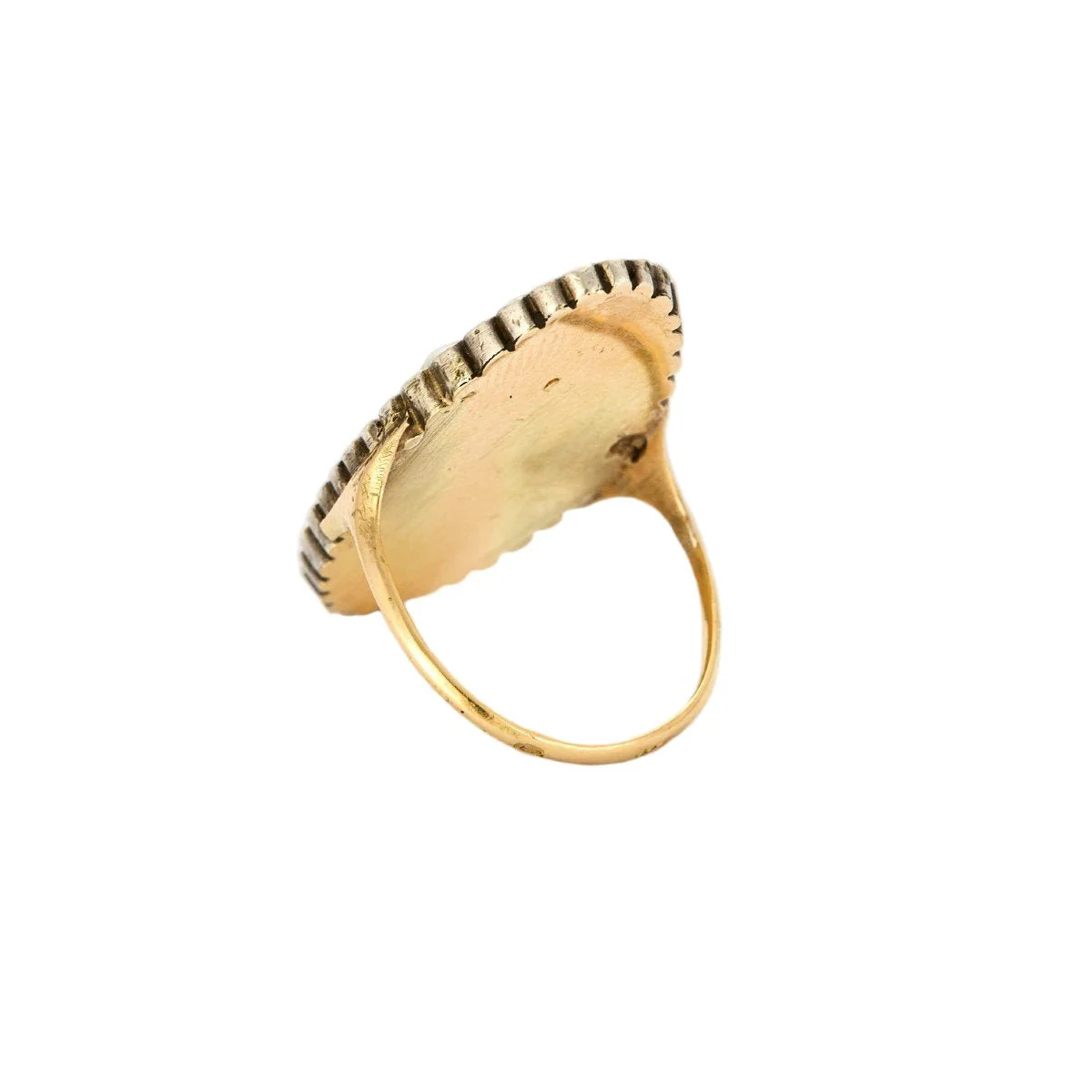 Ring Marquise in silver, yellow gold, rubies, and pearls - Image 4