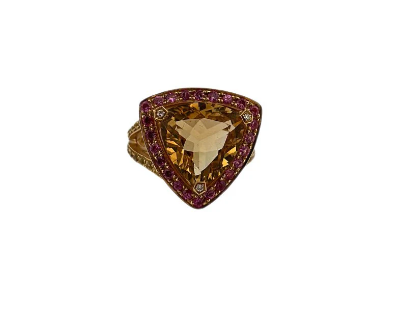 MAUBOUSSIN Cocktail ring in yellow gold, citrine, yellow and pink sapphires