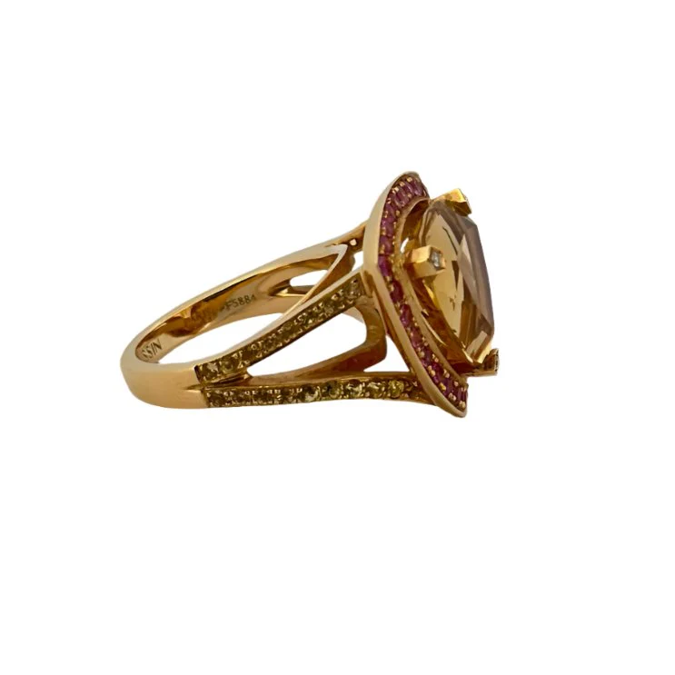 MAUBOUSSIN Cocktail ring in yellow gold, citrine, yellow and pink sapphires - Image 3