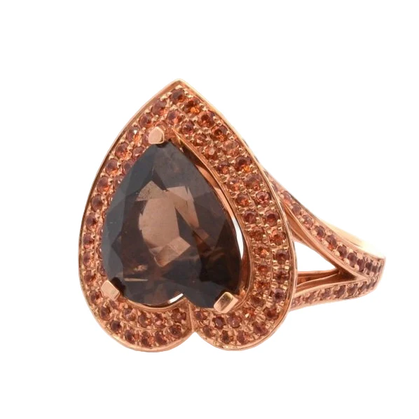 MAUBOUSSIN "Subtle Reason" Entourage Ring in yellow gold, smoky quartz, sapphires, and citrines - Image 2