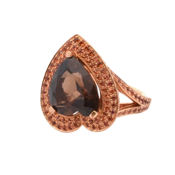 MAUBOUSSIN "Subtle Reason" Entourage Ring in yellow gold, smoky quartz, sapphires, and citrines - Image 3