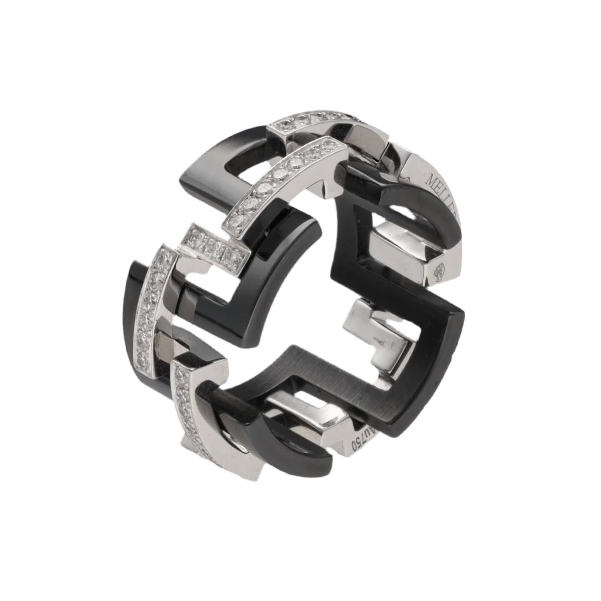 Ring MELLERIO "Graphic GM" in white gold, ceramic and diamonds - Image 3