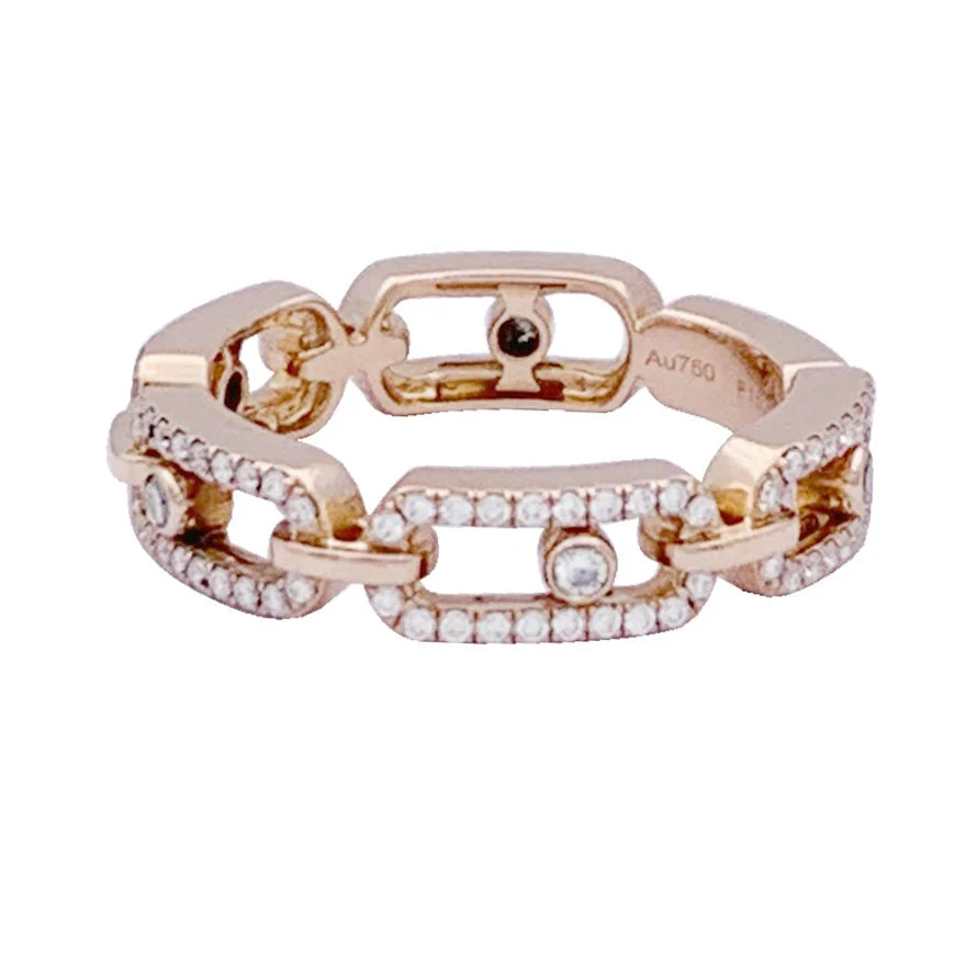 Messika ring, “Move Link Multi Pavé”, pink gold, diamonds. - Image 2