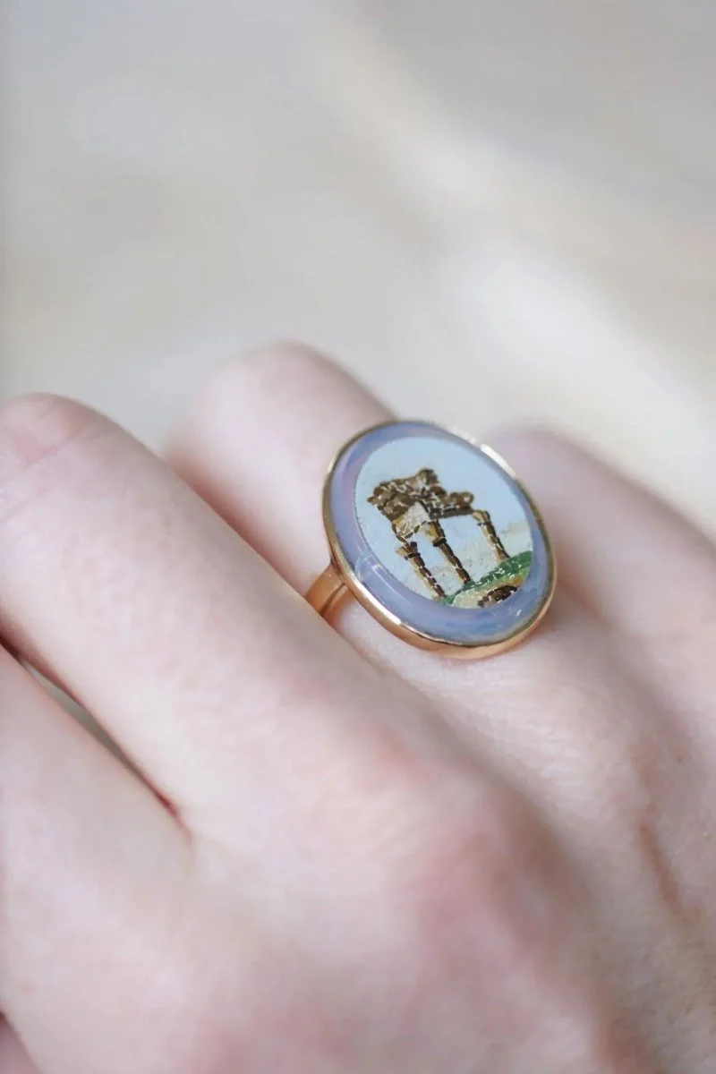 Mosaic ring in yellow gold - Image 2