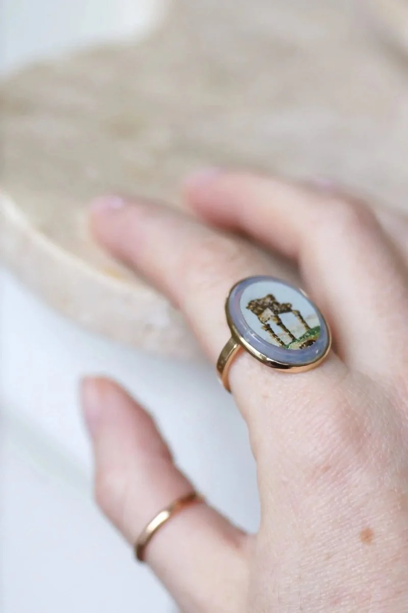 Mosaic ring in yellow gold - Image 6