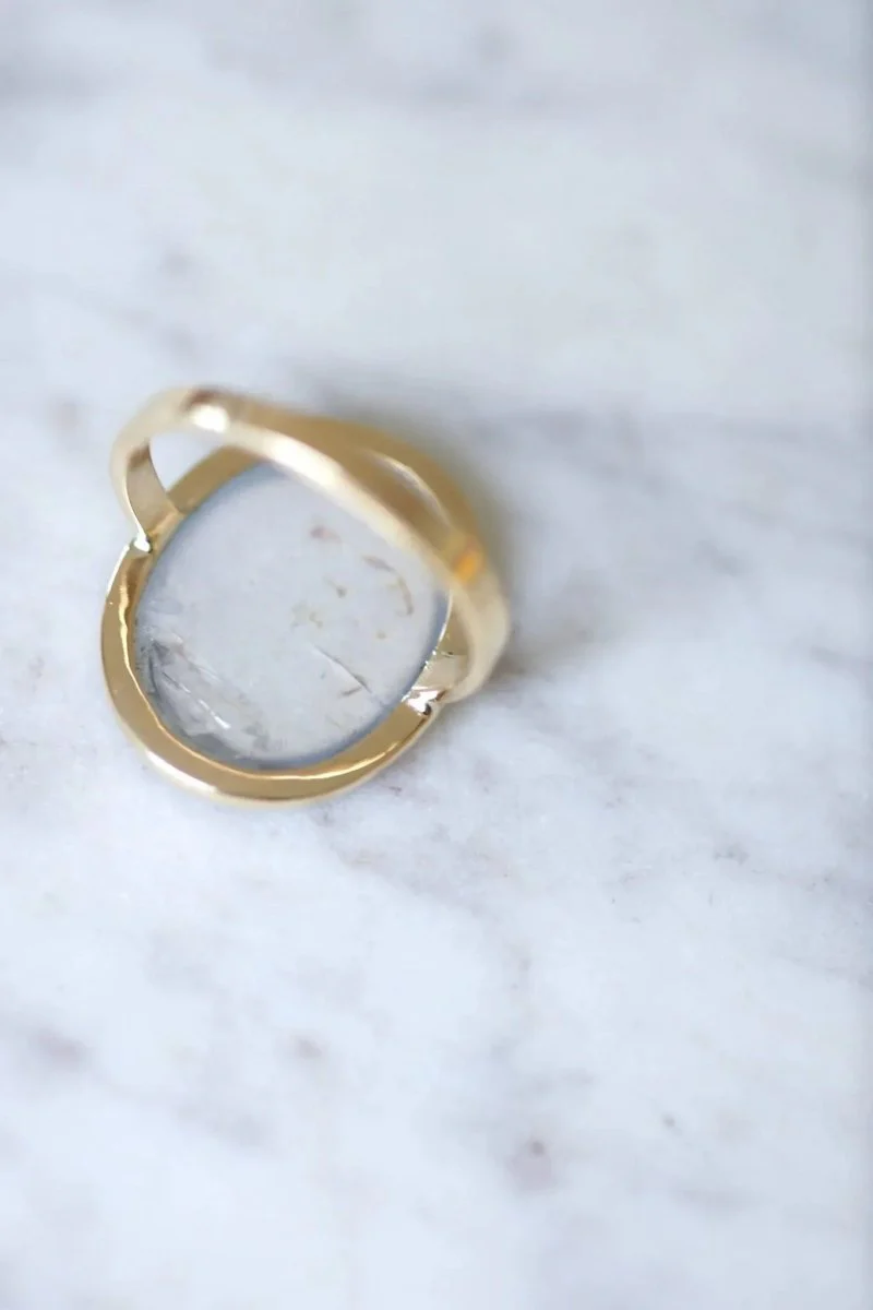 Mosaic ring in yellow gold - Image 9