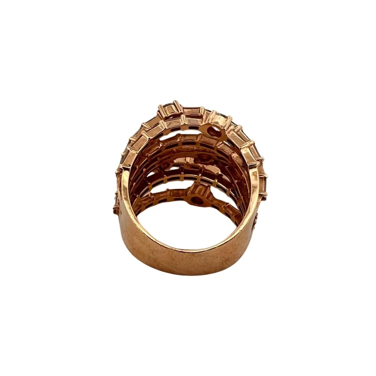 Multi-row ring in rose gold and diamonds - Image 3