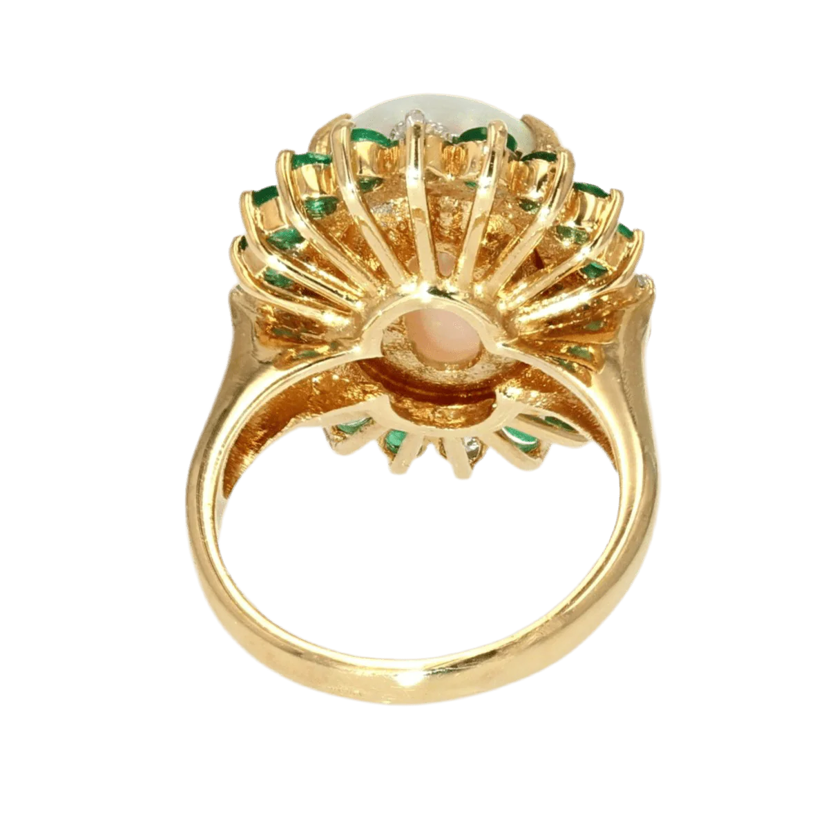 Entourage ring in yellow gold, opal, emeralds and diamonds - Image 4