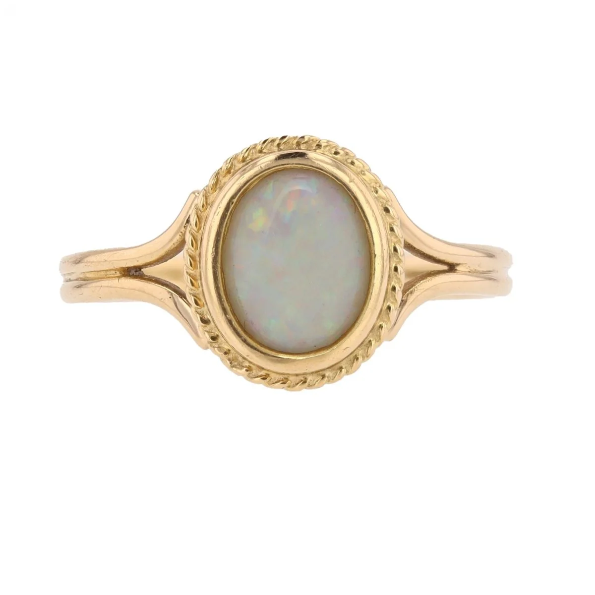 Ring opal yellow gold twisted