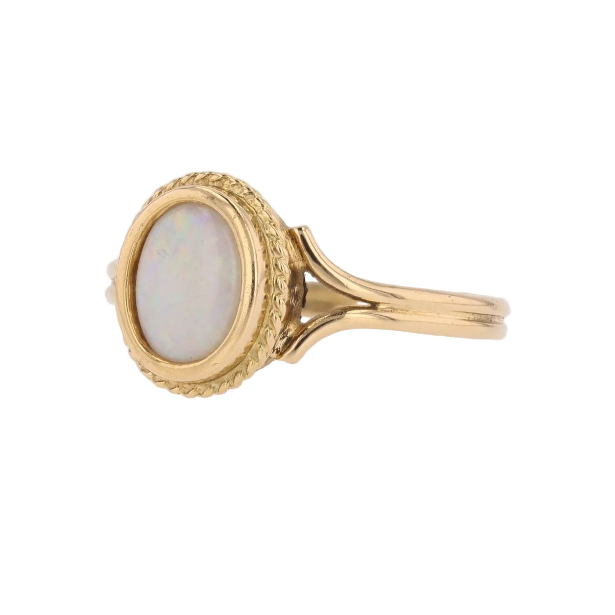 Ring opal yellow gold twisted - Image 3