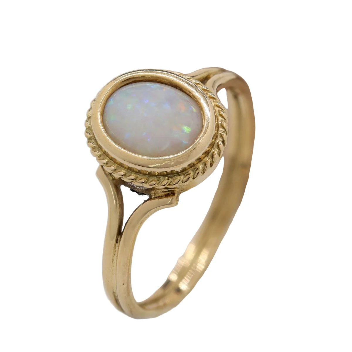 Ring opal yellow gold twisted - Image 6