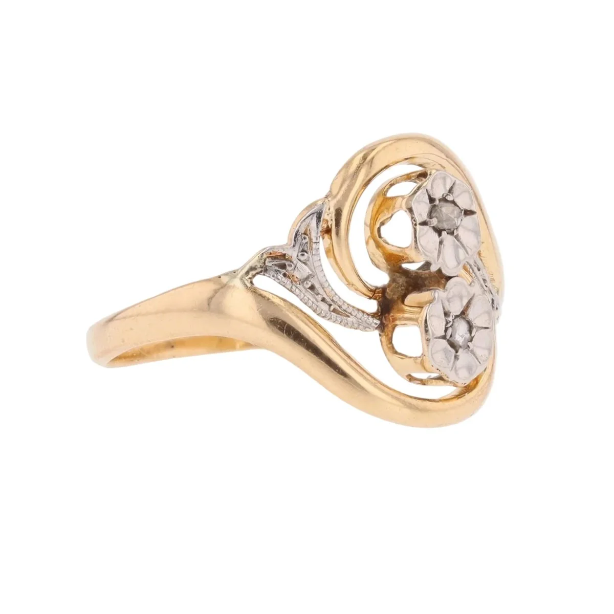 Ring Toi & Moi in white gold, yellow gold and diamonds. - Image 5