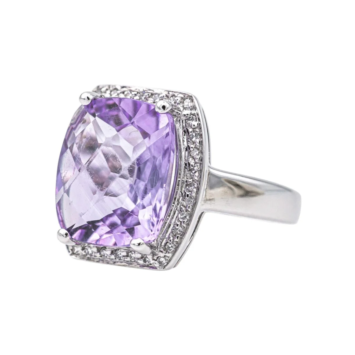 Cocktail ring in white gold, amethyst and diamonds - Image 3