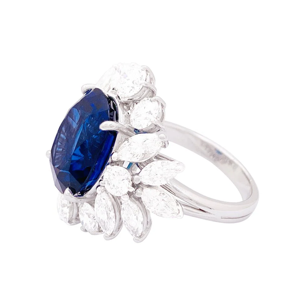 Ring white gold, sapphire and diamonds - Image 3