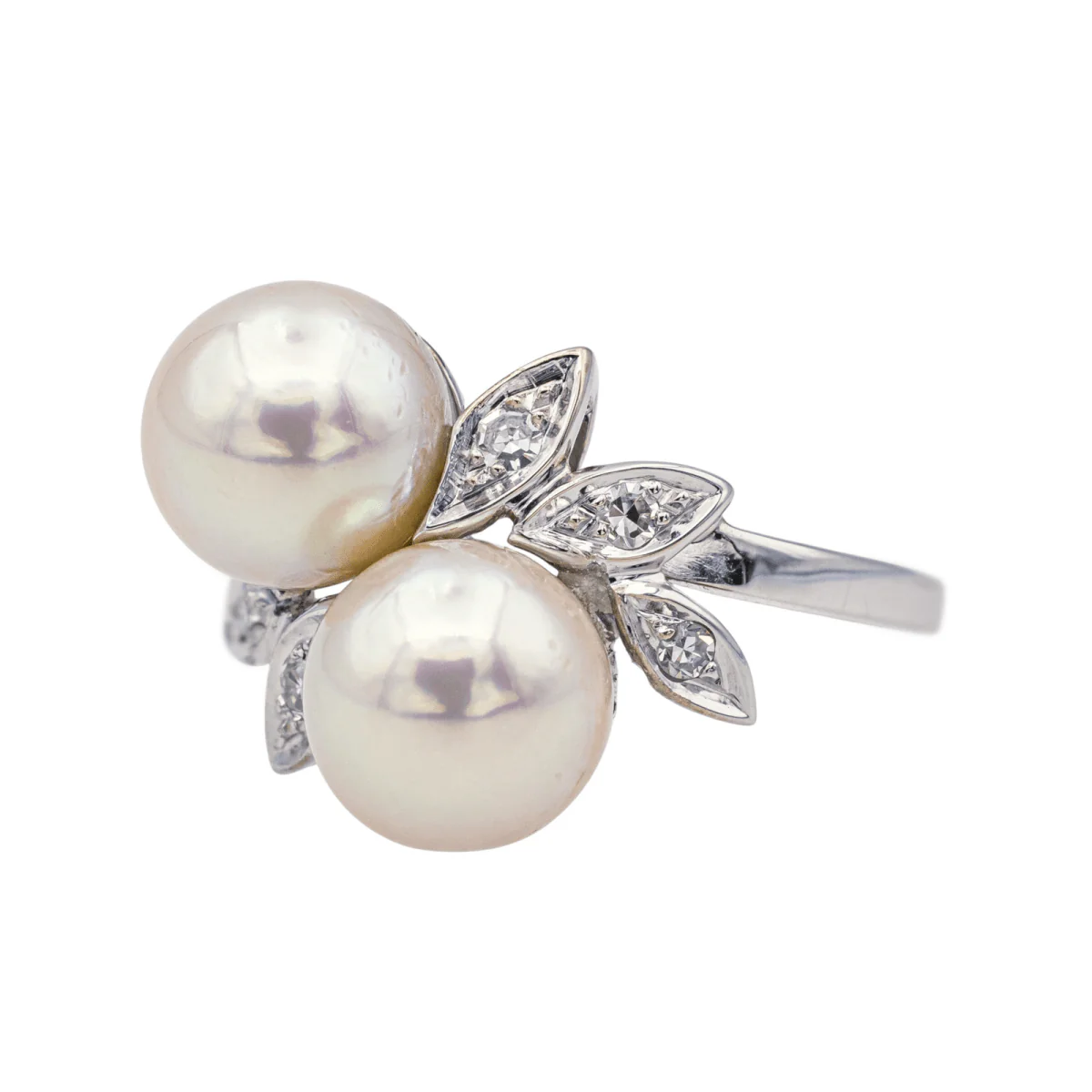 White gold, pearl and diamond ring - Image 3