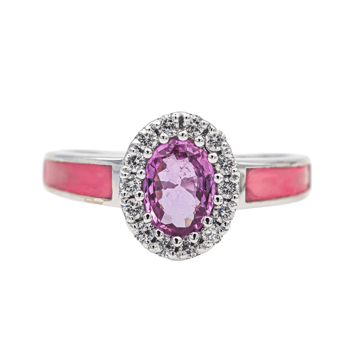 Ring Surroundings in white gold, lacquer, sapphire and diamonds
