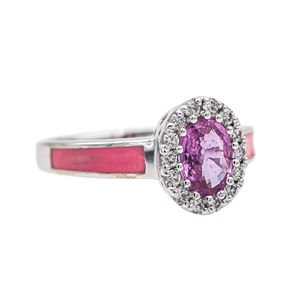 Ring Surroundings in white gold, lacquer, sapphire and diamonds - Image 6