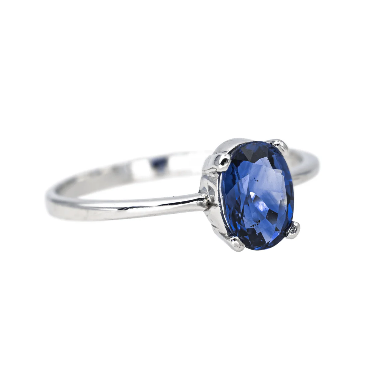 Ring Solitaire in white gold and sapphire - Image 6