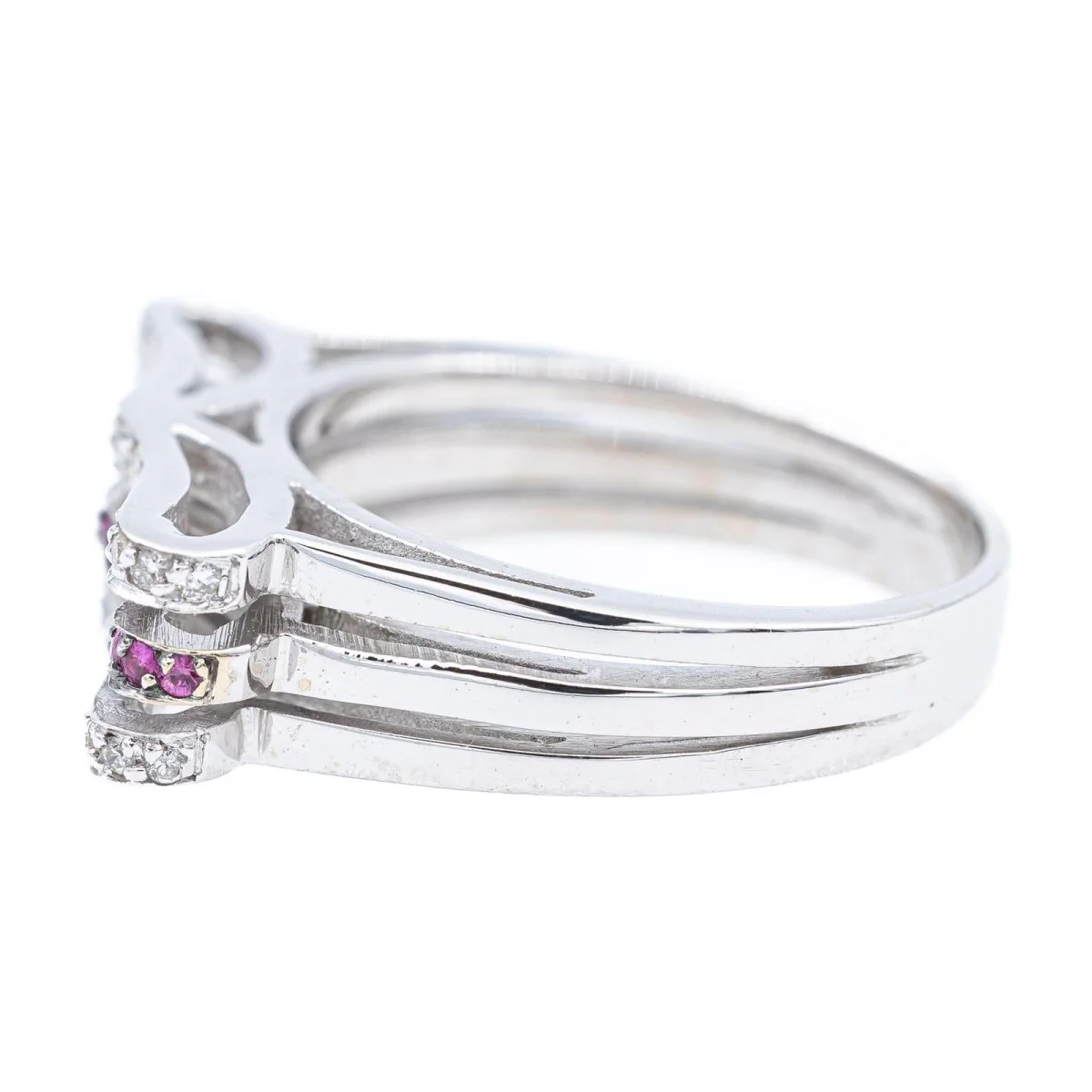 White gold, diamond and pink sapphire ring - Image 3
