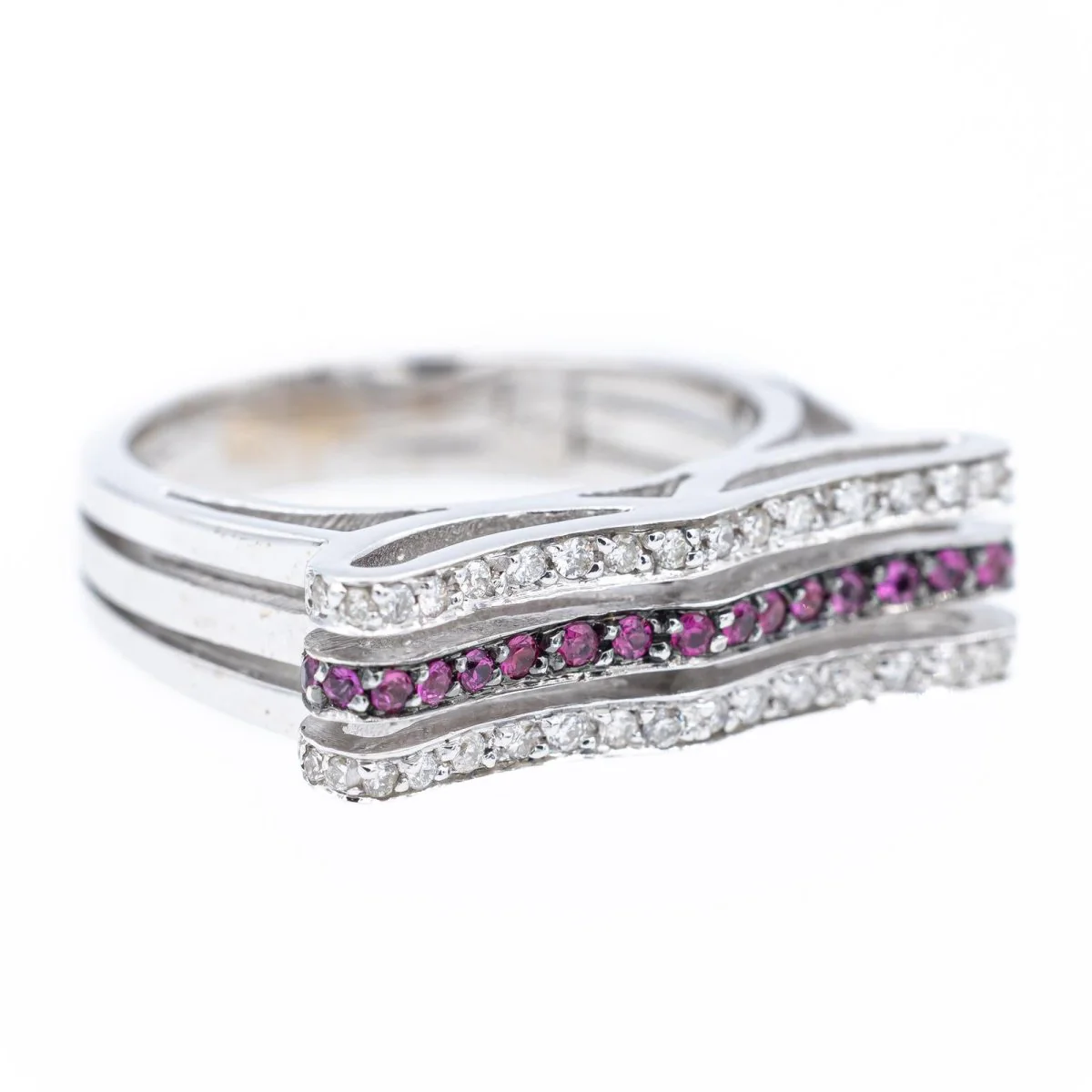 White gold, diamond and pink sapphire ring - Image 6