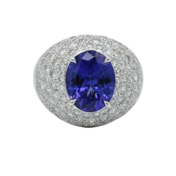 White gold, tanzanite and diamond Dome ring