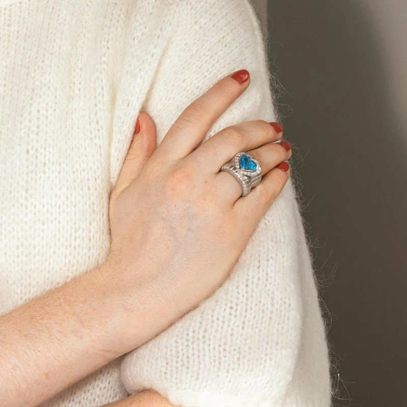 Ring White gold Topaz - Image 2