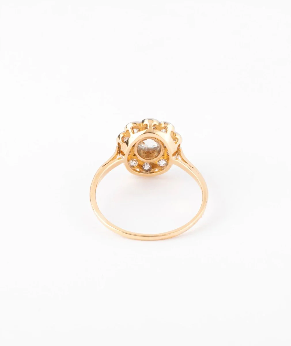 Antique daisy ring in gold and diamond - Image 2