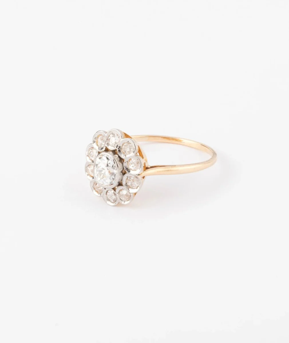 Antique daisy ring in gold and diamond - Image 4
