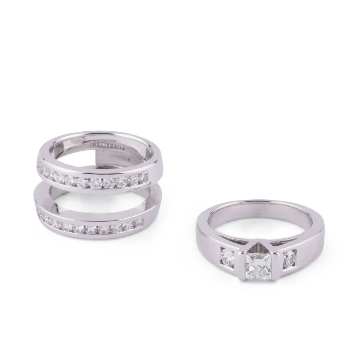 Princess white gold and diamond ring - Image 8