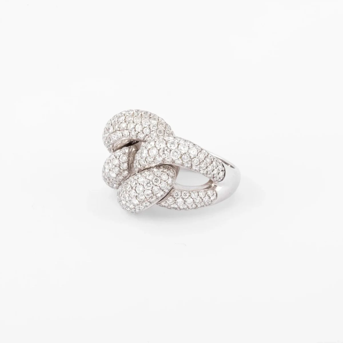 White gold curb ring paved with diamond - Image 2