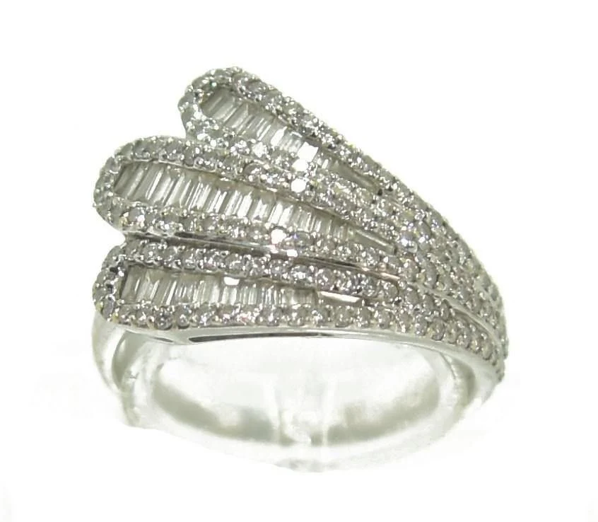 Modern white gold baguette diamond ring