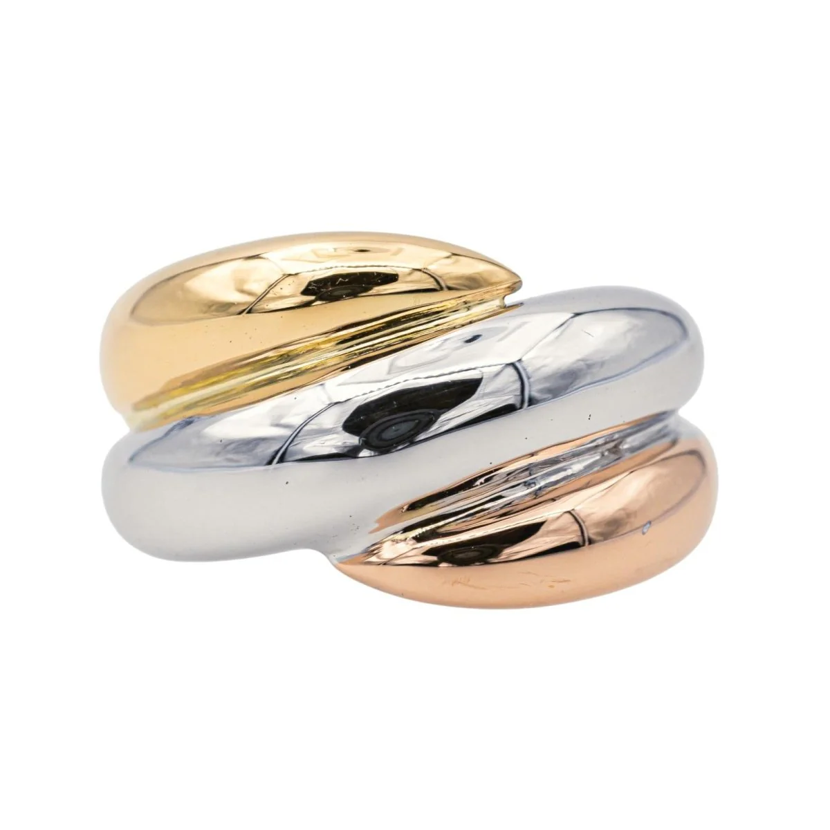 Dome ring in white gold, yellow gold and rose gold