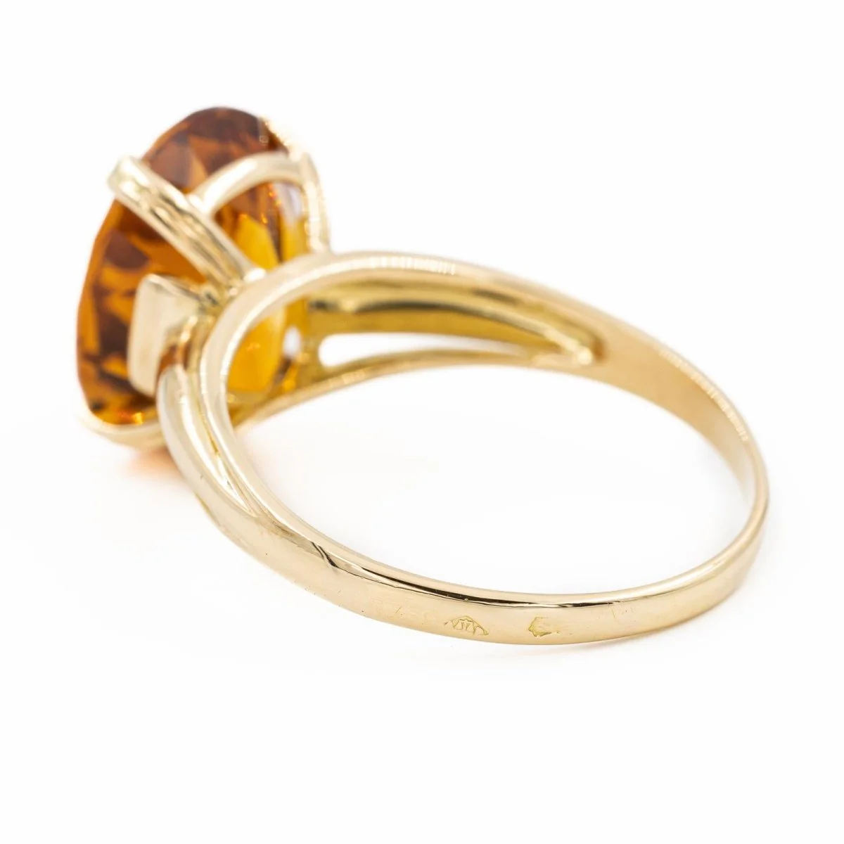 Solitaire ring in yellow gold and citrine - Image 4