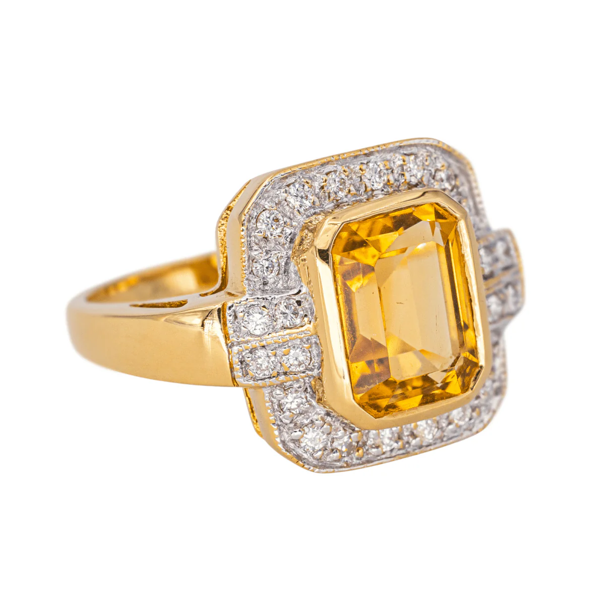 Ring Surroundings in yellow gold, citrine and diamonds - Image 6