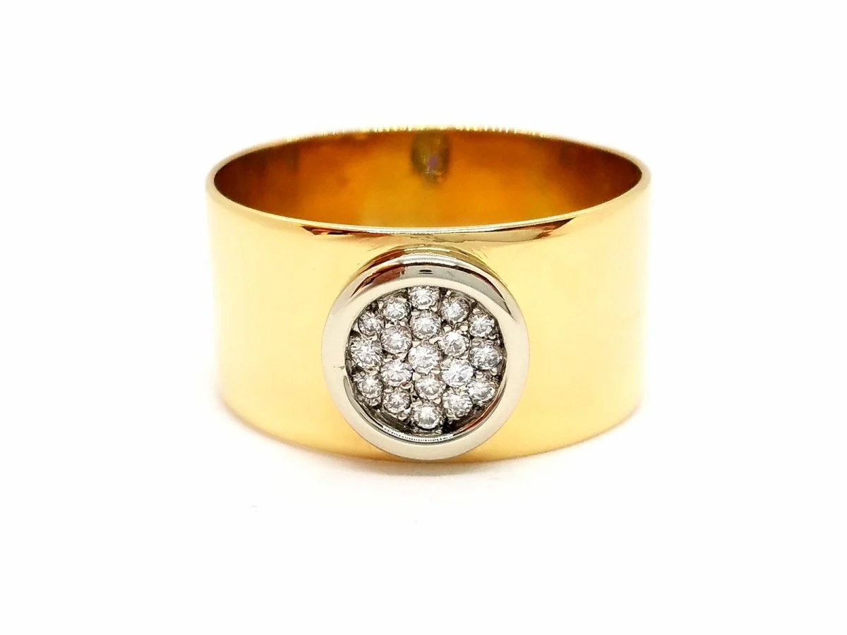 Bandeau ring in yellow gold and diamonds