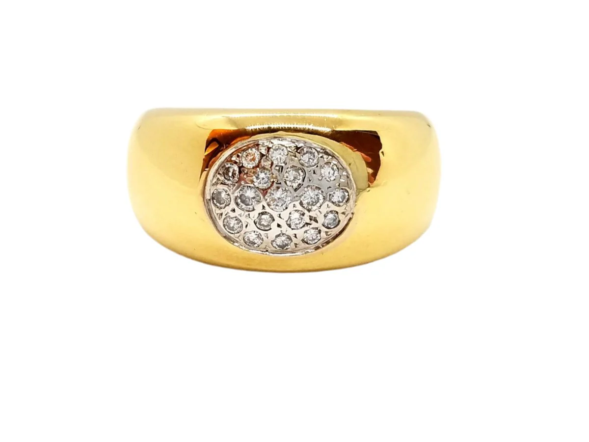 Jonc ring in yellow gold and diamonds