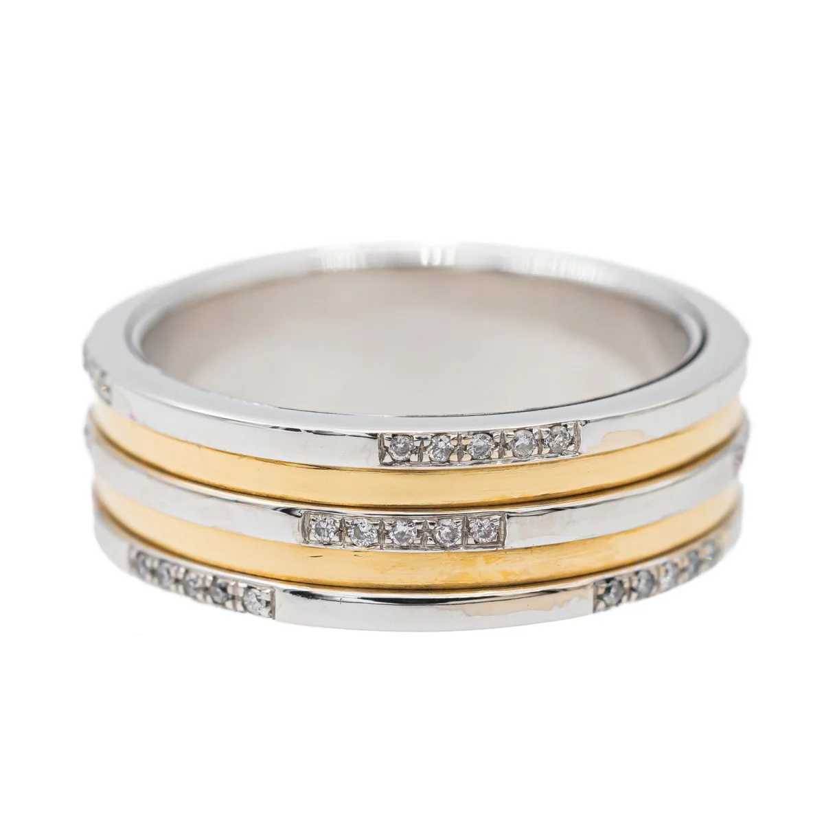 Ring in yellow gold, white gold and diamond