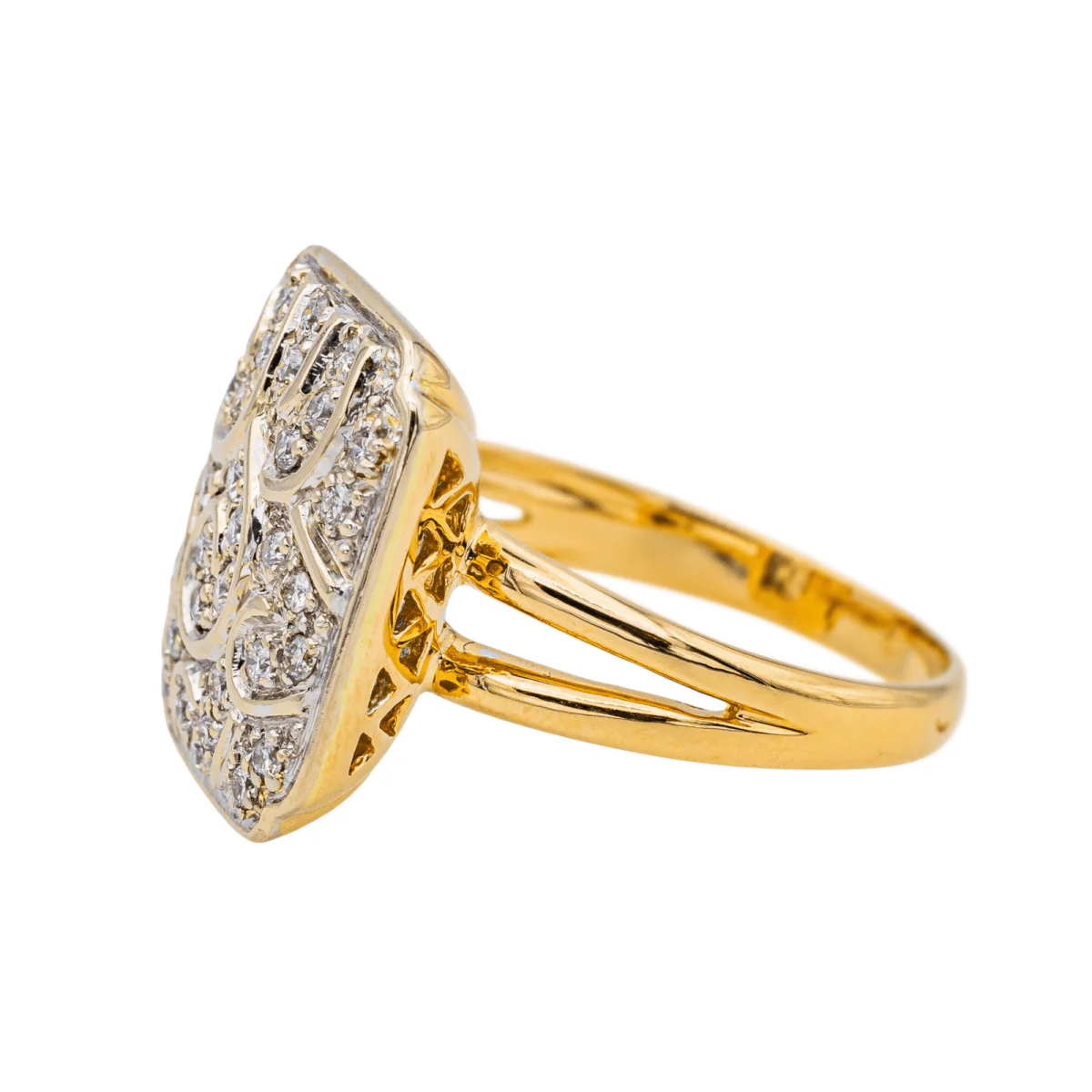 Ring at yellow gold, white gold and diamonds - Image 4