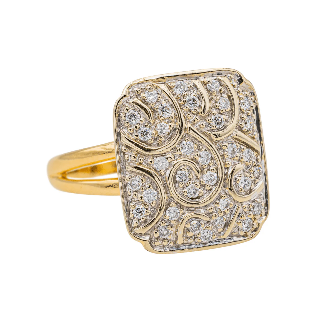 Ring at yellow gold, white gold and diamonds - Image 6